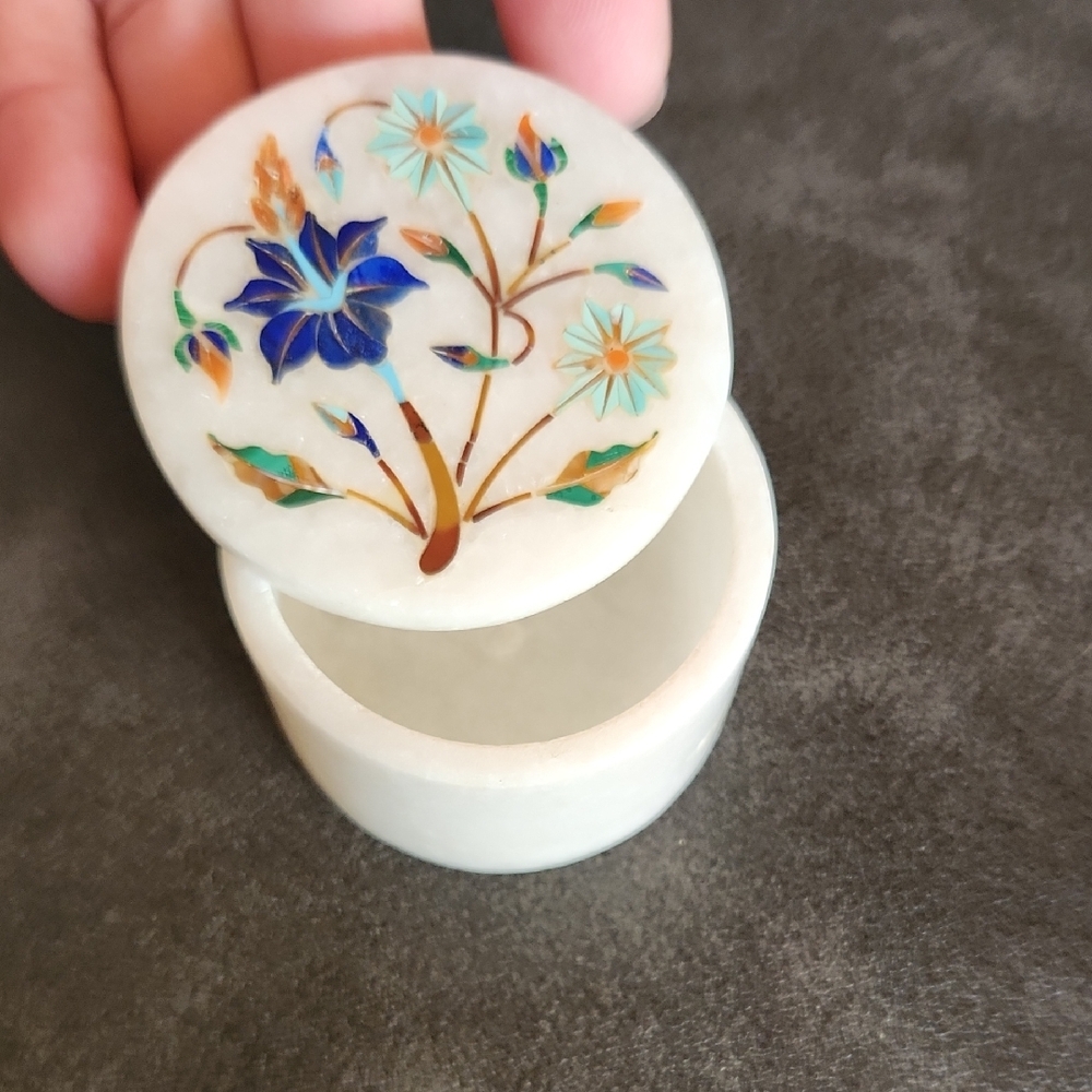 Floral Inlay Ceramic Art Piece - Picture 3 of 8